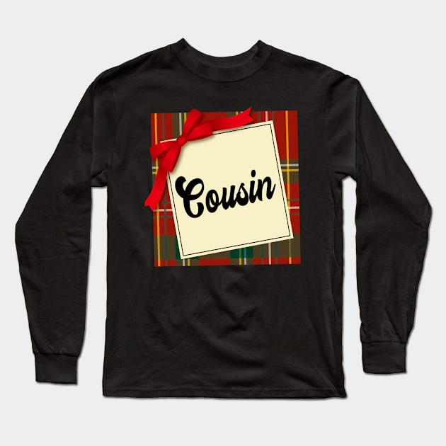 Cousin Christmas GIft Plaid Pyjama Design Long Sleeve T-Shirt by familycuteycom